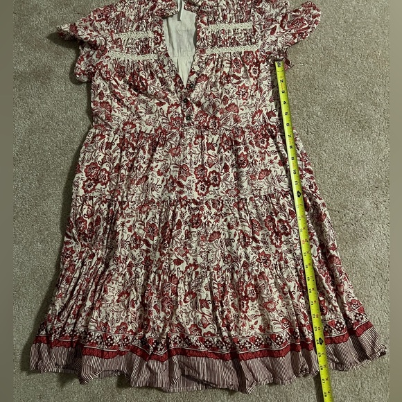 Anthropologie Red Cream Floral Georgina Dress by Maeve XS - Picture 14 of 16